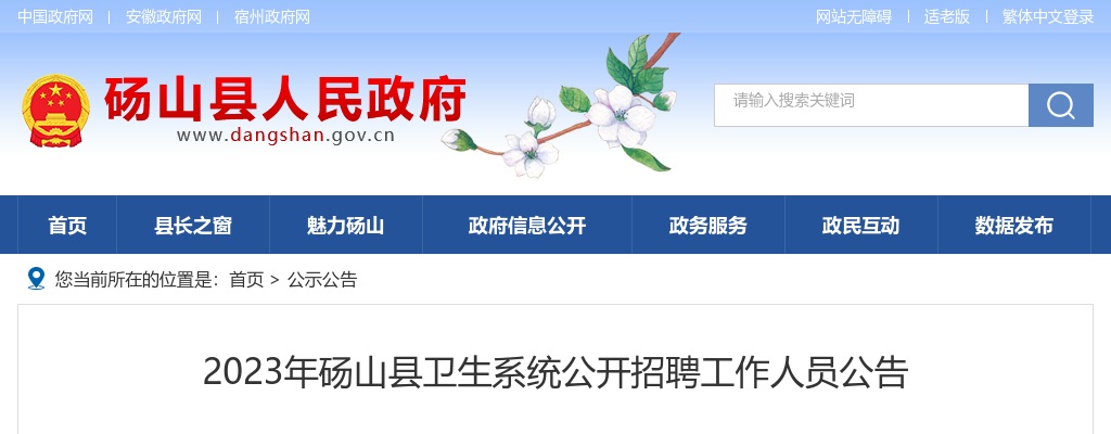 2023宿州砀山县卫生系统招聘32人公告 图片